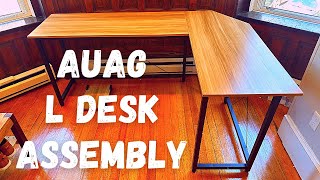 AuAg Modern 665 inch L Shaped Home Office Desk Assembly Instructions [upl. by Vikki212]