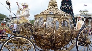 Cinderellas Golden Pumpkin MOVIE Coach Royal PreParade at The Magic Kingdom MultiAngle [upl. by Michel69]