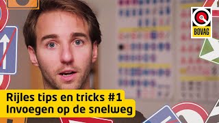 Invoegen op de snelweg  Rijles Tips en Tricks  BOVAG [upl. by Mart]