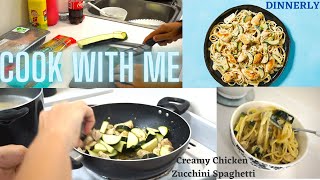 DINNERLY COOK WITH ME  1 FREE DINNERLY BOX GIVEAWAY  CREAMY CHICKEN ZUCCHINI SPAGHETTI [upl. by Huttan552]