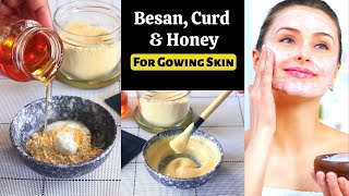 BesanCurdHoney Face Pack For Skin Whitening  Face pack for Glowing Skin Homemade [upl. by Jollenta665]