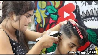 Female Barber Skin fade Haircut  Boys Hair Tarnsformation [upl. by Salita348]