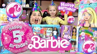 KAIAs 5th BIRTHDAY PRESENTS OPENING BARBIE TOY SKIT The TOYTASTIC Sisters Hello DREAM HOUSE [upl. by Yhtomit673]