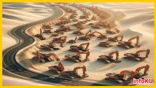 China Conquers Desert  Thousands of heavy equipment Working in Chinese Desert [upl. by Angy]