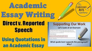 Reported Speech Direct Quotations and Academic Writing [upl. by Shalne]