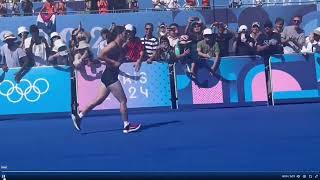 Huge crowds celebrate the final finisher Kinzang Lhamo in the womens marathon  the Paris Olympics [upl. by Candra85]