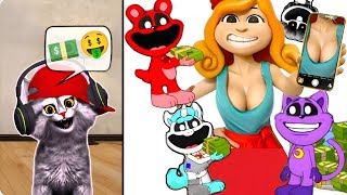 CATNAP REACT to Poppy Playtime Chapter 3 TikTok and SHORTS Animation videos [upl. by Eckmann]