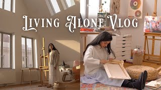 First Days alone in the new Art Studio 🏡 Living Alone Vlog [upl. by Ferne]