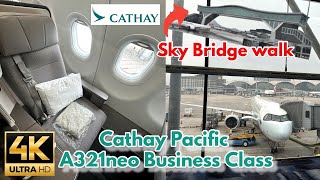 4K Cathay Pacific Airbus A321neo Business Class Hong Kong  Hanoi Review HK Airprot Sky bridge Walk [upl. by Frantz]