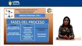 UTPL FASES DEL PROCESO I ABOGACÍADERECHO PROCESAL CIVIL I [upl. by Repooc]