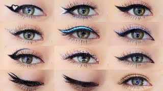 Eyeliner Makeup Tutorial  12 Different Eyeliner Looks [upl. by Assi]