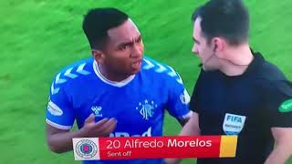 Alfredo Morelos Celebration and red card [upl. by Cirde702]