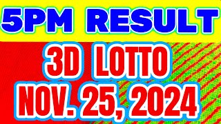 5PM DRAW of 3D LOTTO RESULT TODAY NOVEMBER 25 2024 RATSADA NA  LOTTO RESULT 5PM [upl. by Resa848]