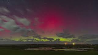 Timelapse Noorderlicht 26 februari 2023 langs de Friese Waddenkust [upl. by Jemy]