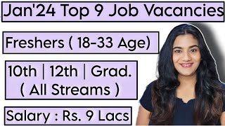 Jan 2024 Top 9 Job Vacancies for all Freshers  10th Pass 12th Pass amp Graduates [upl. by Benedicto741]