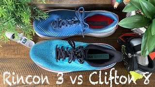 Hoka Rincon 3 vs Hoka Clifton 8  Daily Trainer Comparison [upl. by Ianahs]