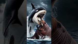 Killer Orca Whale VS Great White Shark VS Megalodon shorts seaanimals [upl. by Nnalyrehs292]