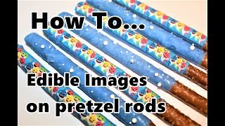 chocolate covered pretzel rods  with edible images [upl. by Ahscrop]