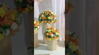 Orange White Series Rose Greenery Table Centerpiece Flower Ball Wedding Reception diy wedding [upl. by Ainslie]