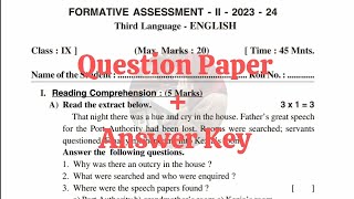 Class 9th FA2 💯ENGLISH Previous Year Full Question Paper with Answers  9th 💯FA2 Question Paper [upl. by Hnamik]