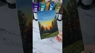 Easy way to paint a sunset scenery  acrylic painting ideas [upl. by Anabel]