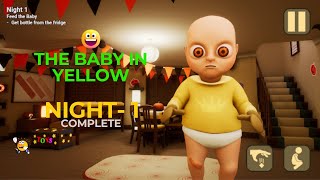 the baby in yellow night 1 complete gameplay thebabyinyellow horrorgame babysitter gaming [upl. by Neu]