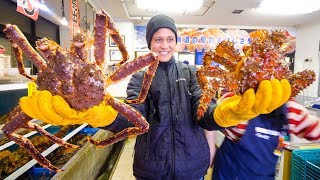 RED KING CRAB vs HANASAKI CRAB Big Japanese Food in Hokkaido Japan [upl. by Heinrik]