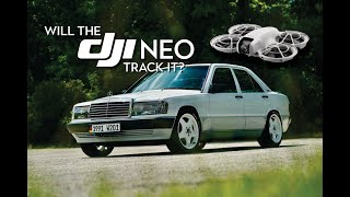 A quick test with the DJI Neo tracking my ‘91 Mercedes 190E at slow speed… more tests to follow [upl. by Nylear]