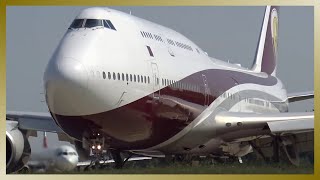 SUPER CLOSE UP QATAR VIP Boeing 747 Departure [upl. by Ymrej764]