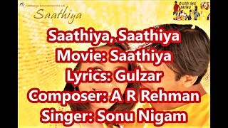 Saathiya Title Song Lyrics English Translation No Music [upl. by Amej]