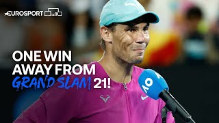 Rafael Nadal Reacts To Reaching 2022 Australian Open Final  Eurosport Tennis [upl. by Aihsemak]