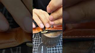 How to use brass rivets leather bag brass shortscopper rivet leathercraft diy bagmaking [upl. by Sky]