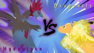 Pokémon Battle Hydreigon VS Dragonite  °Stick nodes animation° [upl. by Noxid]