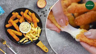 Mozzarella Sticks Recipe by SooperChef Cheese Sticks with Pickle Mayo Sauce [upl. by Atat]