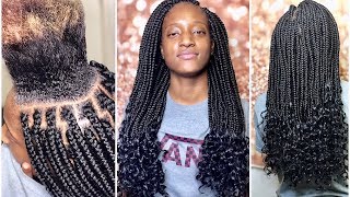 Box Braids With Curly Ends Tutorial  Goddess Braids Very Deatiled [upl. by Gilead312]