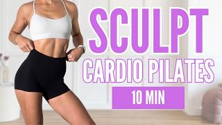 10 min Sculpt Full Body Cardio Pilates  Slimming HIIT Home Workout [upl. by Alana]