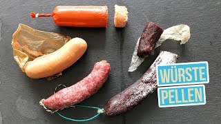 Wurst pellen  Würste schälen  Salami Mettwurst und Cervelat [upl. by Ormsby]