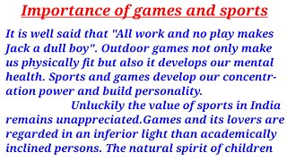 Importance of games and sports Article in englishimportanceofgamesandsports [upl. by Lebna584]