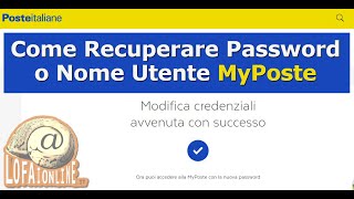 Come recuperare password o nome utente MyPoste [upl. by Madel]