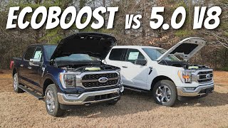 Whats The BEST Engine for the 2022 Ford F150 Truck EcoBoost vs V8  Exhaust Drive and Compare [upl. by Yelrebma]