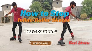 How to stop on inline skates  roller skates  10 stops for beginners tutorial  Basics 02 [upl. by Edlun]