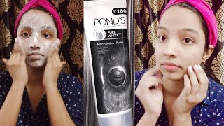 Ponds Pure White AntiPollution  Purity Face Wash With Activated Charcoal  Review And Demo [upl. by Kubis471]