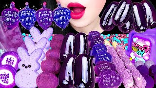 ASMR PURPLE DESSERTS GRAPE JELLY BUBBLE GUM TANGHULU MARSHMALLOW CHOCOLATE EATING SOUNDS 먹방 [upl. by Annoet]