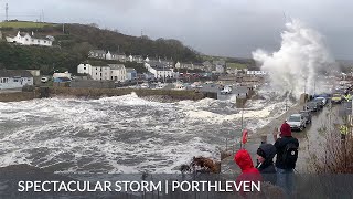 Porthleven Storm Massive Waves Spectacular Stormy Seas Porthleven Cornwall UK [upl. by Koah323]