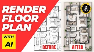 How to Render Architecture Floor Plan in 02 minutes [upl. by Temhem]