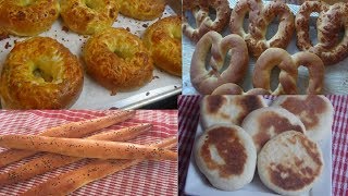 بريتزل 🥨، خبز فيسال 🥖، كعك مملح بالجبن🍩 و فطائر متنوعة 🍞 بنفس العجينة Bretzel Bagel pain ficelle [upl. by Gamali184]