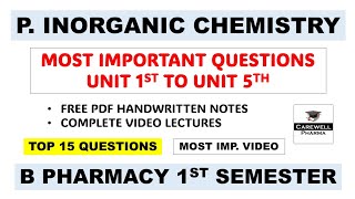 Pharmaceutical Inorganic Chemistry Most Important Questions 1st Semester  Carewell Pharma [upl. by Irisa]