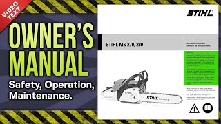 Owners Manual STIHL MS 270 280 Chain Saw [upl. by Catriona]