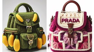 идеи вязания рюкзака крючком  Prada bag  craft bag knitted crochet prada [upl. by Roee]