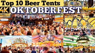 Oktoberfest 2024  Top 10 Best Beer Tents Oktoberfest in Munich  Oktoberfest walking tour 4 Tents [upl. by Eardna]